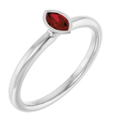 72129 Ring Set 14K White Natural Mozambique Garnet Marquise 5 X 3 Mm Polished Natural Mozambique Garnet Stackable Ring