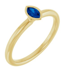 72129 Ring Set 14K Yellow Lab-Grown Blue Sapphire Marquise 5 X 3 Mm Polished Lab-Grown Blue Sapphire Stackable Ring
