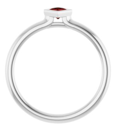 72129 Ring Set 14K White Natural Mozambique Garnet Square 3 X 3 Mm Polished Natural Mozambique Garnet Stackable Ring