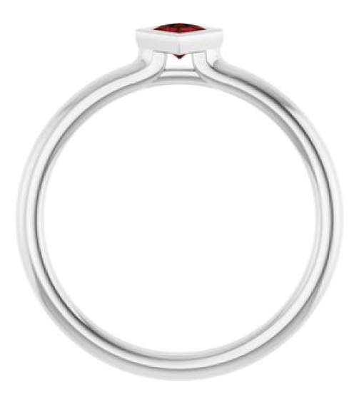 72129 Ring Set 14K White Natural Mozambique Garnet Square 3 X 3 Mm Polished Natural Mozambique Garnet Stackable Ring