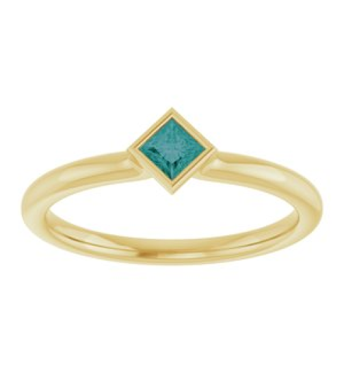 72129 Ring Set 14K Yellow Lab-Grown Alexandrite Square 3 X 3 Mm Polished Lab-Grown Alexandrite Stackable Ring