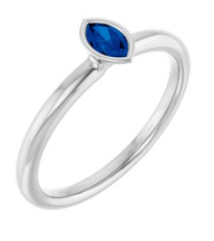 72129 Ring Set 14K White Natural Blue Sapphire Marquise 5 X 3 Mm Polished Natural Blue Sapphire Stackable Ring
