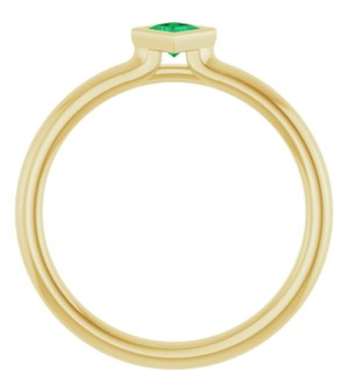 72129 Ring Set 14K Yellow Lab-Grown Emerald Square 3 X 3 Mm Polished Lab-Grown Emerald Stackable Ring