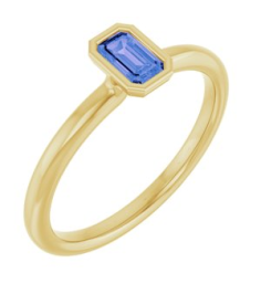 72129 Ring Set 14K Yellow Natural Tanzanite Emerald 5 X 3 Mm Polished Natural Tanzanite Stackable Ring