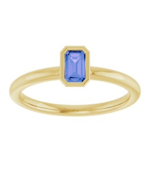 72129 Ring Set 14K Yellow Natural Tanzanite Emerald 5 X 3 Mm Polished Natural Tanzanite Stackable Ring