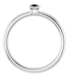 72129 Ring Set 14K White Natural Amethyst Marquise 5 X 3 Mm Polished Natural Amethyst Stackable Ring