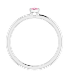72129 Ring Set 14K White Natural Pink Tourmaline Pear 5 X 3 Mm Polished Natural Pink Tourmaline Stackable Ring