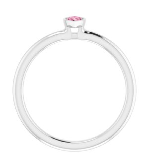 72129 Ring Set 14K White Natural Pink Tourmaline Pear 5 X 3 Mm Polished Natural Pink Tourmaline Stackable Ring