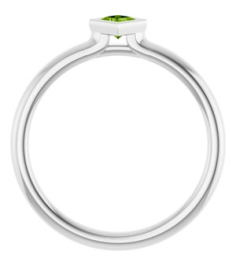72129 Ring Set 14K White Natural Peridot Square 3 X 3 Mm Polished Natural Peridot Stackable Ring