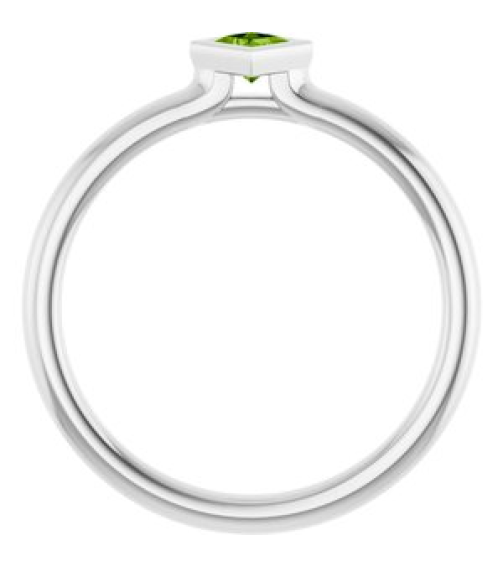 72129 Ring Set 14K White Natural Peridot Square 3 X 3 Mm Polished Natural Peridot Stackable Ring