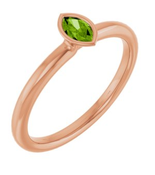 72129 Ring Set 14K Rose Imitation Peridot Marquise 5 X 3 Mm Polished Imitation Peridot Stackable Ring