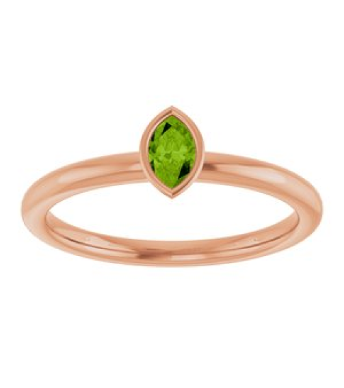 72129 Ring Set 14K Rose Imitation Peridot Marquise 5 X 3 Mm Polished Imitation Peridot Stackable Ring