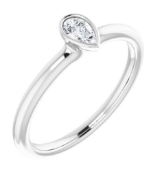 72129 Ring Set Sterling Silver Natural White Sapphire Pear 5 X 3 Mm Polished Natural White Sapphire Stackable Ring