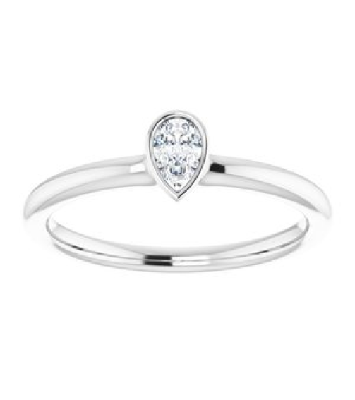 72129 Ring Set Sterling Silver Natural White Sapphire Pear 5 X 3 Mm Polished Natural White Sapphire Stackable Ring