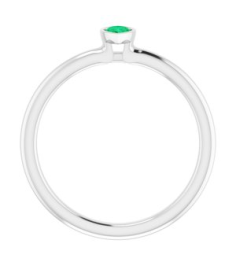 72129 Ring Set 14K White Lab-Grown Emerald Pear 5 X 3 Mm Polished Lab-Grown Emerald Stackable Ring