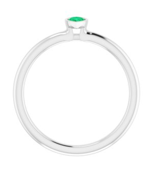 72129 Ring Set 14K White Lab-Grown Emerald Pear 5 X 3 Mm Polished Lab-Grown Emerald Stackable Ring