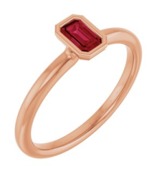 72129 Ring Set 14K Rose Natural Ruby Emerald 5 X 3 Mm Polished Natural Ruby Stackable Ring