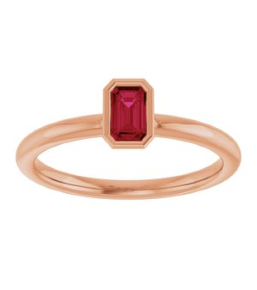 72129 Ring Set 14K Rose Natural Ruby Emerald 5 X 3 Mm Polished Natural Ruby Stackable Ring