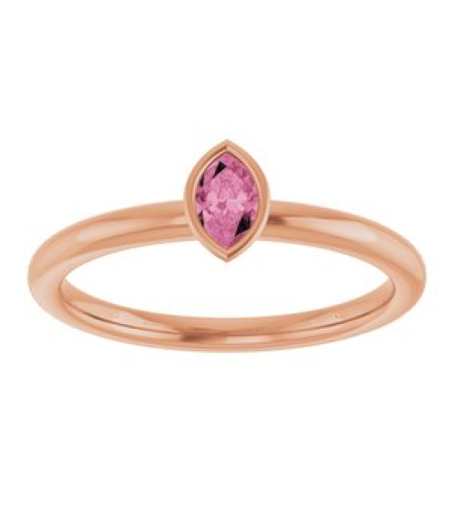 72129 Ring Set 14K Rose Natural Pink Tourmaline Marquise 5 X 3 Mm Polished Natural Pink Tourmaline Stackable Ring
