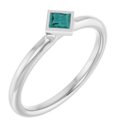 72129 Ring Set 14K White Lab-Grown Alexandrite Square 3 X 3 Mm Polished Lab-Grown Alexandrite Stackable Ring