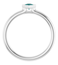 72129 Ring Set 14K White Lab-Grown Alexandrite Square 3 X 3 Mm Polished Lab-Grown Alexandrite Stackable Ring
