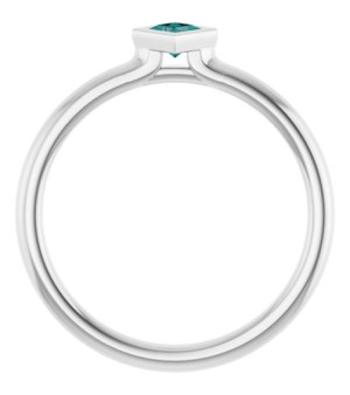 72129 Ring Set 14K White Lab-Grown Alexandrite Square 3 X 3 Mm Polished Lab-Grown Alexandrite Stackable Ring
