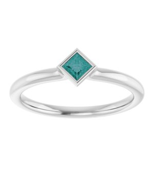72129 Ring Set 14K White Lab-Grown Alexandrite Square 3 X 3 Mm Polished Lab-Grown Alexandrite Stackable Ring