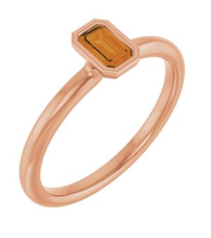 72129 Ring Set 14K Rose Natural Citrine Emerald 5 X 3 Mm Polished Natural Citrine Stackable Ring