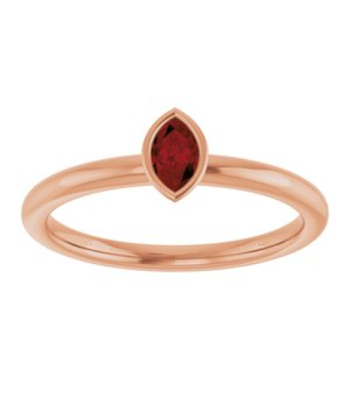 72129 Ring Set 14K Rose Natural Mozambique Garnet Marquise 5 X 3 Mm Polished Natural Mozambique Garnet Stackable Ring