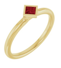 72129 Ring Set 14K Yellow Lab-Grown Ruby Square 3 X 3 Mm Polished Lab-Grown Ruby Stackable Ring