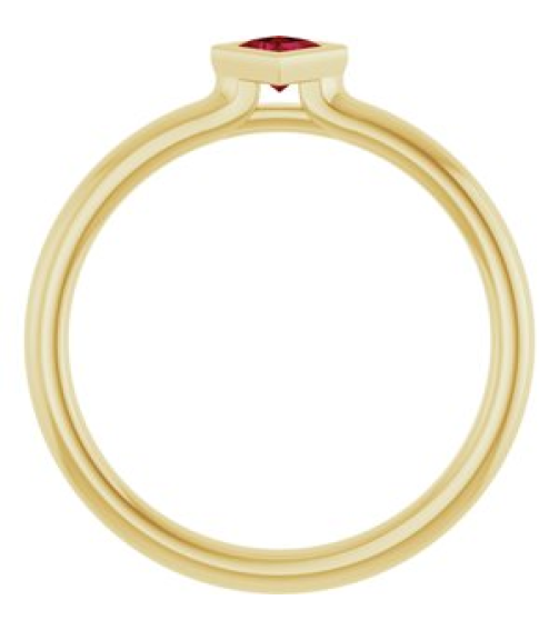 72129 Ring Set 14K Yellow Lab-Grown Ruby Square 3 X 3 Mm Polished Lab-Grown Ruby Stackable Ring