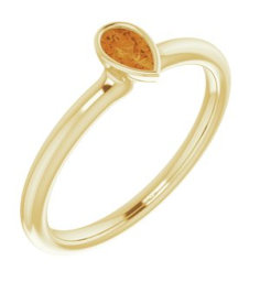 72129 Ring Set 14K Yellow Natural Citrine Pear 5 X 3 Mm Polished Natural Citrine Stackable Ring