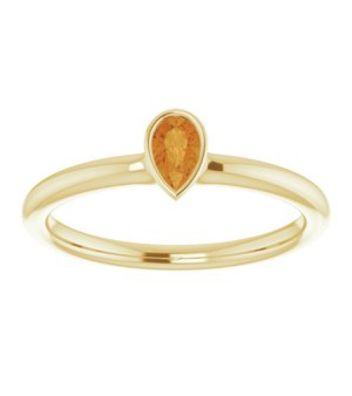 72129 Ring Set 14K Yellow Natural Citrine Pear 5 X 3 Mm Polished Natural Citrine Stackable Ring