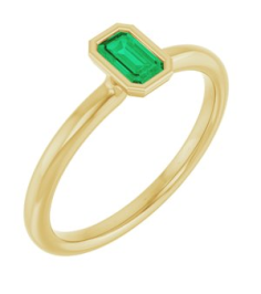 72129 Ring Set 14K Yellow Lab-Grown Emerald Emerald 5 X 3 Mm Polished Lab-Grown Emerald Stackable Ring