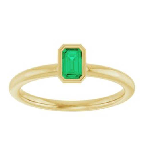 72129 Ring Set 14K Yellow Lab-Grown Emerald Emerald 5 X 3 Mm Polished Lab-Grown Emerald Stackable Ring