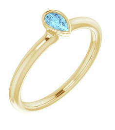 72129 Ring Set 14K Yellow Natural Aquamarine Pear 5 X 3 Mm Polished Natural Aquamarine Stackable Ring