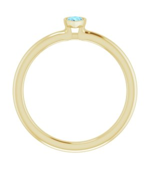 72129 Ring Set 14K Yellow Natural Aquamarine Pear 5 X 3 Mm Polished Natural Aquamarine Stackable Ring