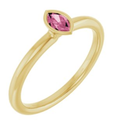 72129 Ring Set 14K Yellow Natural Pink Tourmaline Marquise 5 X 3 Mm Polished Natural Pink Tourmaline Stackable Ring