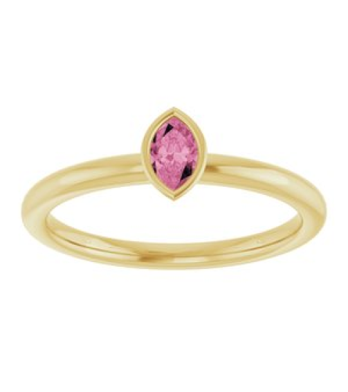 72129 Ring Set 14K Yellow Natural Pink Tourmaline Marquise 5 X 3 Mm Polished Natural Pink Tourmaline Stackable Ring