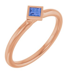 72129 Ring Set 14K Rose Natural Tanzanite Square 3 X 3 Mm Polished Natural Tanzanite Stackable Ring