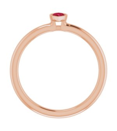 72129 Ring Set 14K Rose Lab-Grown Ruby Pear 5 X 3 Mm Polished Lab-Grown Ruby Stackable Ring
