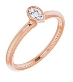 72129 Ring Set 14K Rose Natural White Sapphire Pear 5 X 3 Mm Polished Natural White Sapphire Stackable Ring
