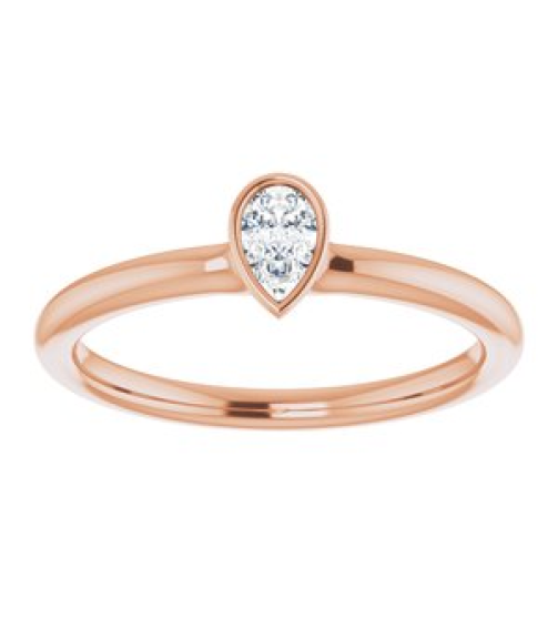 72129 Ring Set 14K Rose Natural White Sapphire Pear 5 X 3 Mm Polished Natural White Sapphire Stackable Ring
