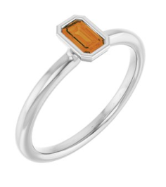 72129 Ring Set 14K White Natural Citrine Emerald 5 X 3 Mm Polished Natural Citrine Stackable Ring