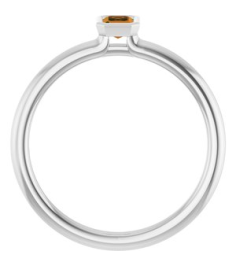 72129 Ring Set 14K White Natural Citrine Emerald 5 X 3 Mm Polished Natural Citrine Stackable Ring