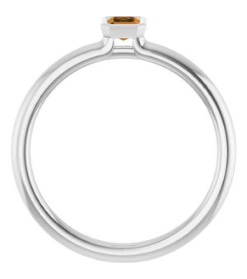 72129 Ring Set 14K White Natural Citrine Emerald 5 X 3 Mm Polished Natural Citrine Stackable Ring