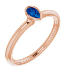 72129 Ring Set 14K Rose Natural Blue Sapphire Pear 5 X 3 Mm Polished Natural Blue Sapphire Stackable Ring