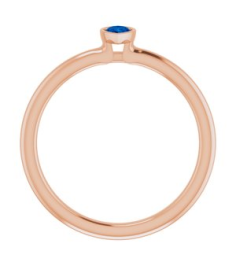 72129 Ring Set 14K Rose Natural Blue Sapphire Pear 5 X 3 Mm Polished Natural Blue Sapphire Stackable Ring