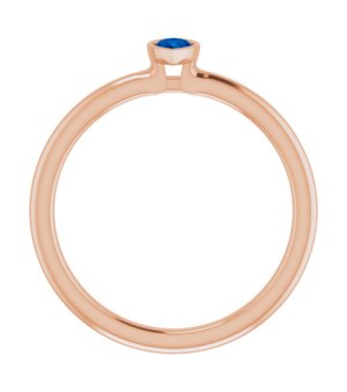 72129 Ring Set 14K Rose Natural Blue Sapphire Pear 5 X 3 Mm Polished Natural Blue Sapphire Stackable Ring