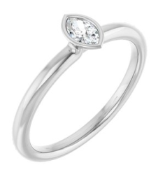 72129 Ring Set Sterling Silver Natural White Sapphire Marquise 5 X 3 Mm Polished Natural White Sapphire Stackable Ring